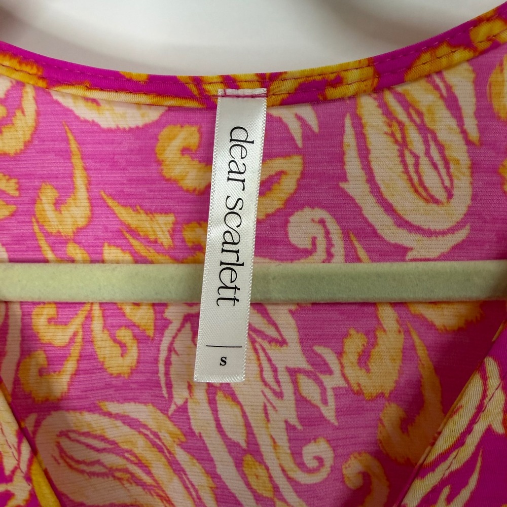 Dear Scarlett Pink Paisley Empire Waist Kimono Sleeve Tunic Top Womens Small NWT - Picture 2 of 8